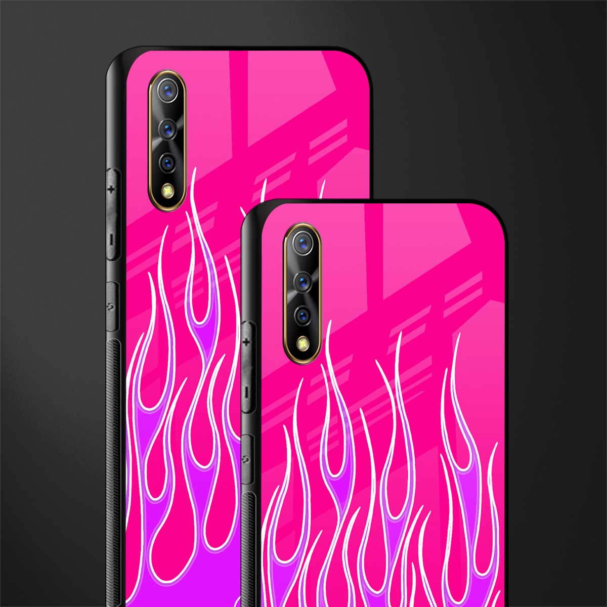 y2k hot pink flames glass case for vivo s1 image-2