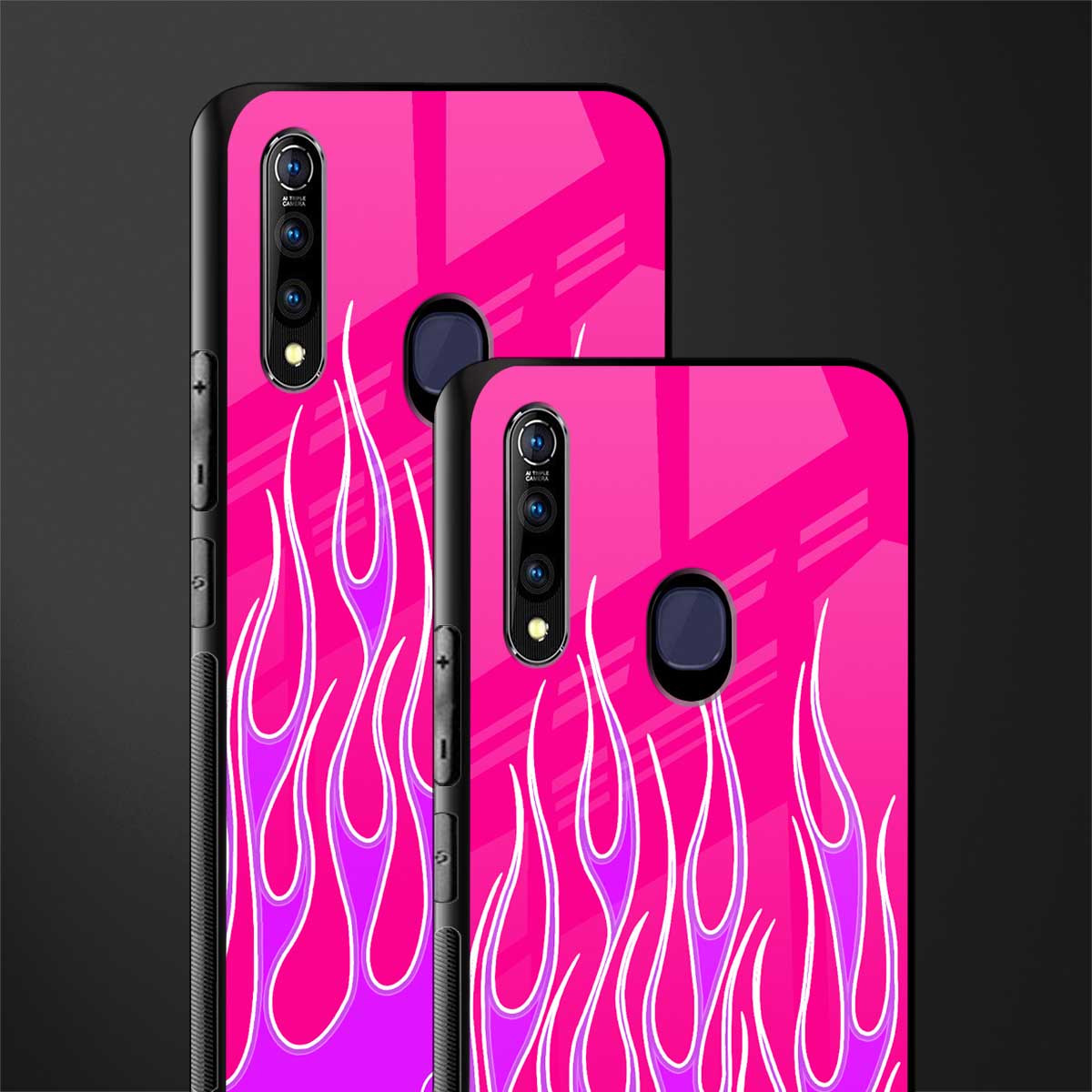 y2k hot pink flames glass case for vivo z1 pro image-2