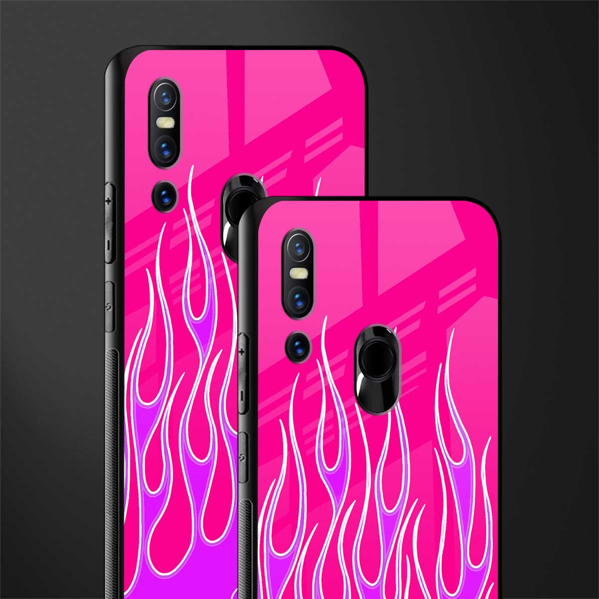 y2k hot pink flames glass case for vivo v15 image-2