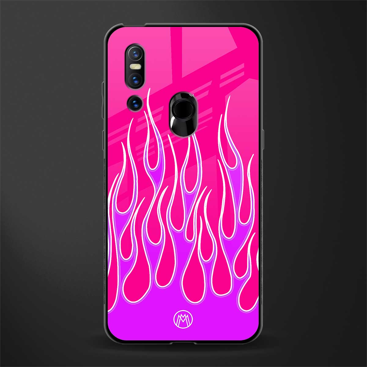 y2k hot pink flames glass case for vivo v15 image
