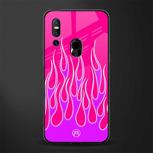 y2k hot pink flames glass case for vivo v15 image