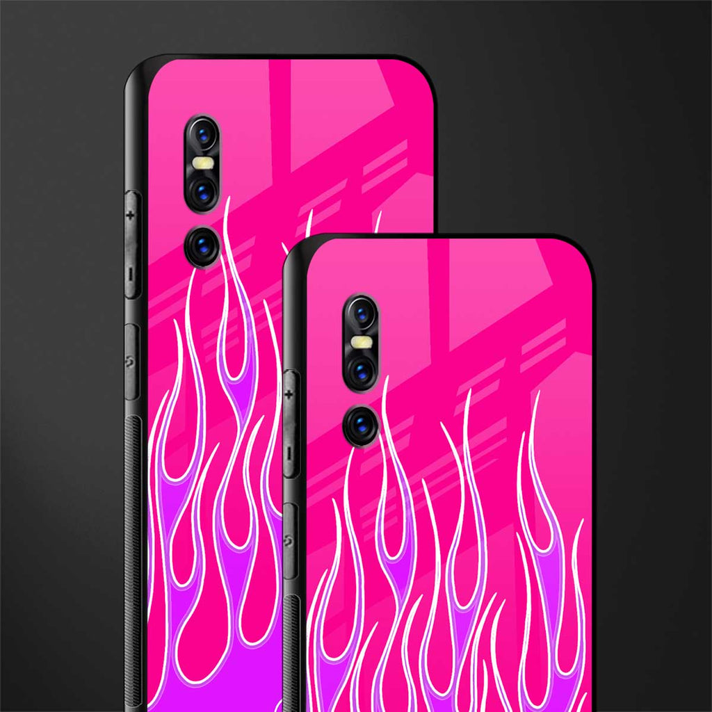 y2k hot pink flames glass case for vivo v15 pro image-2