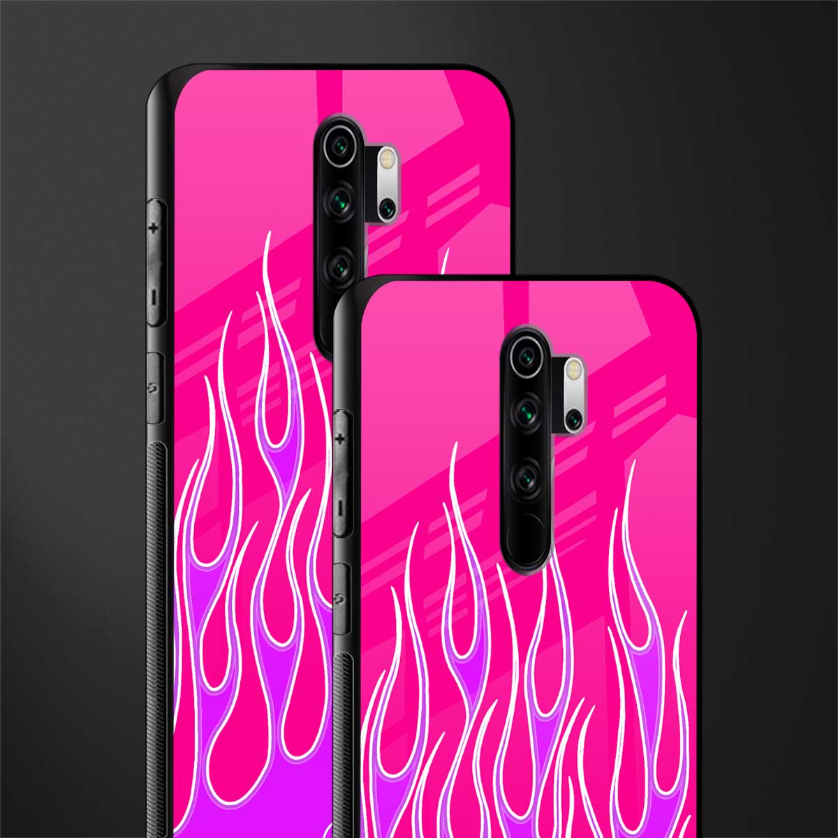 y2k hot pink flames glass case for redmi note 8 pro image-2