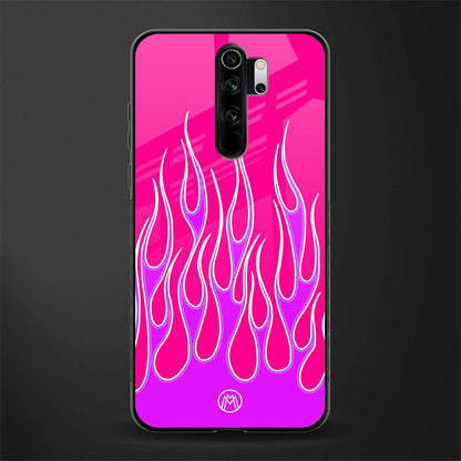 y2k hot pink flames glass case for redmi note 8 pro image