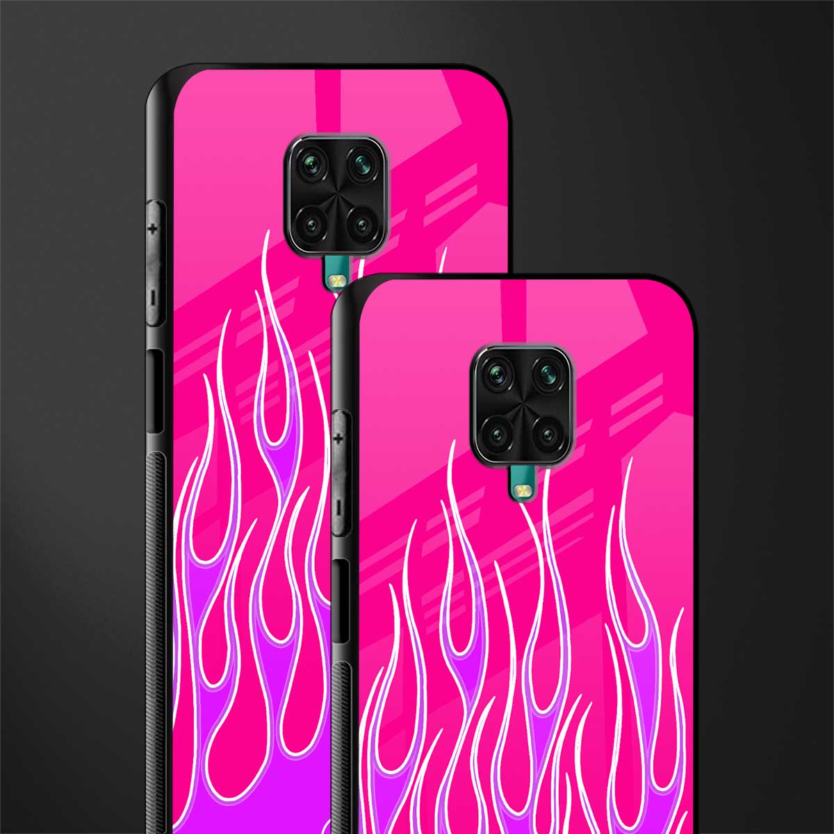 y2k hot pink flames glass case for poco m2 pro image-2