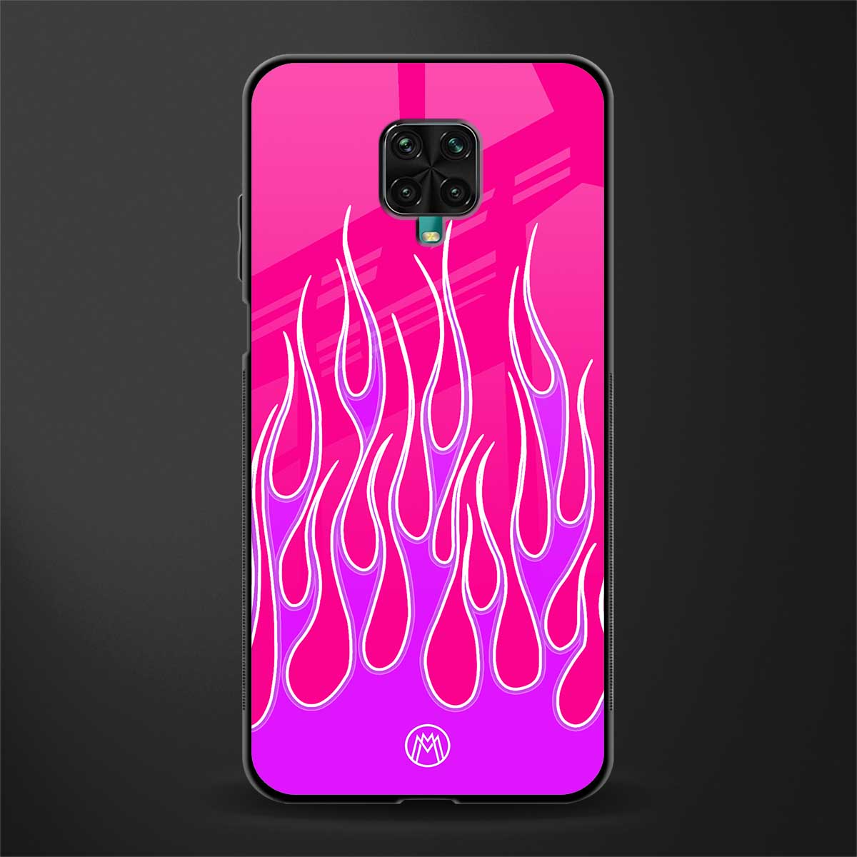 y2k hot pink flames glass case for redmi note 9 pro max image