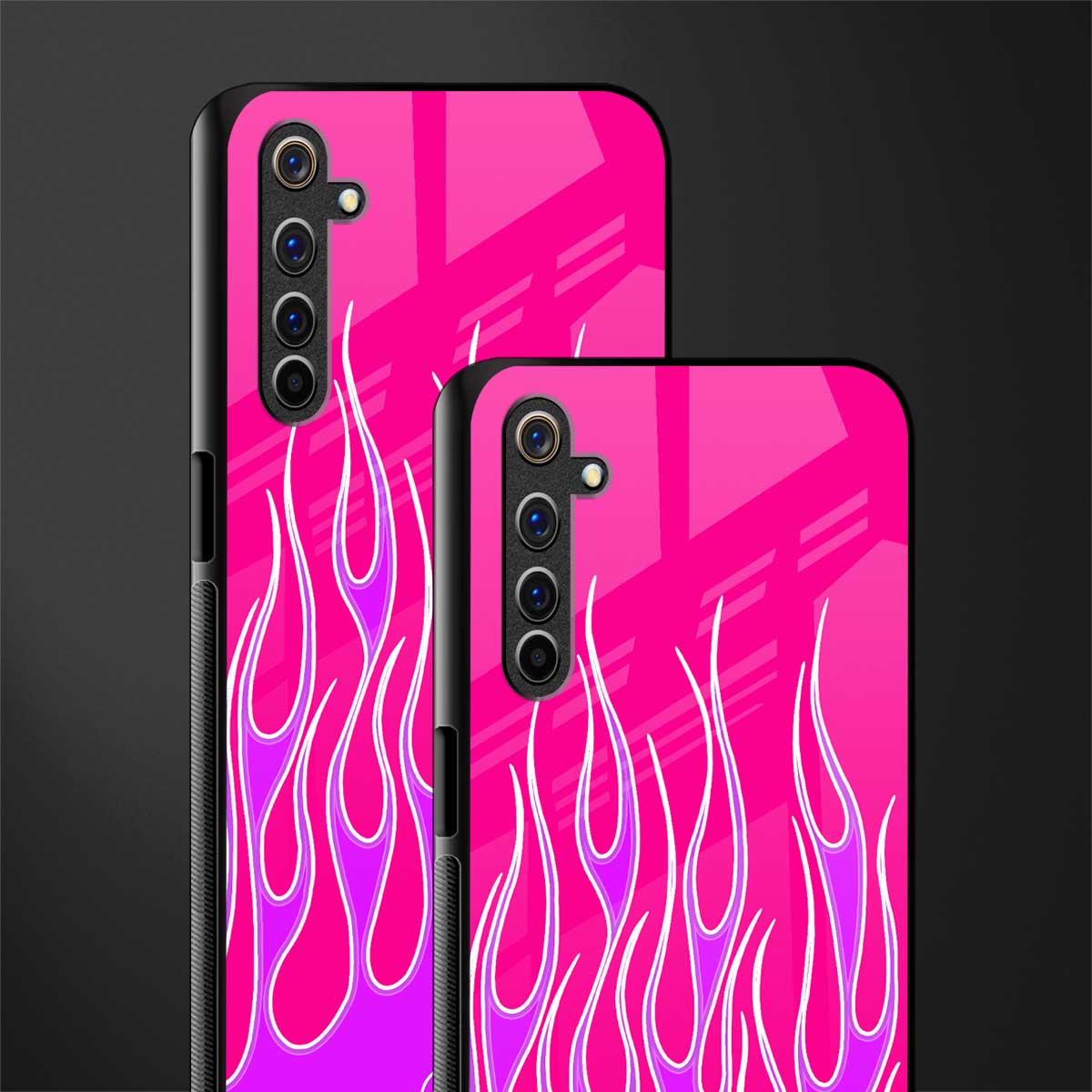 y2k hot pink flames glass case for realme 6 image-2