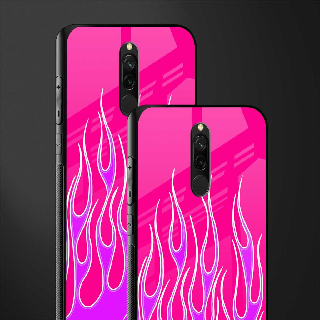 y2k hot pink flames glass case for redmi 8 image-2