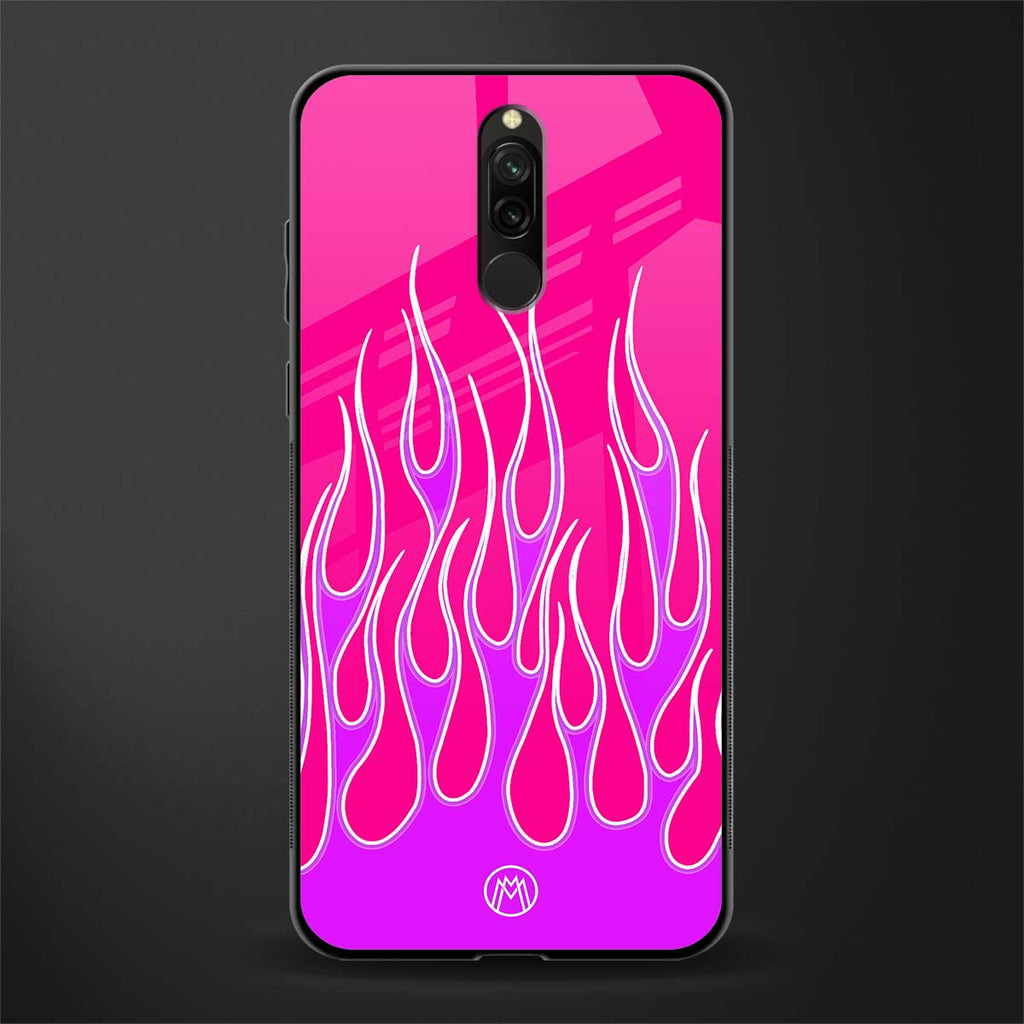 y2k hot pink flames glass case for redmi 8 image