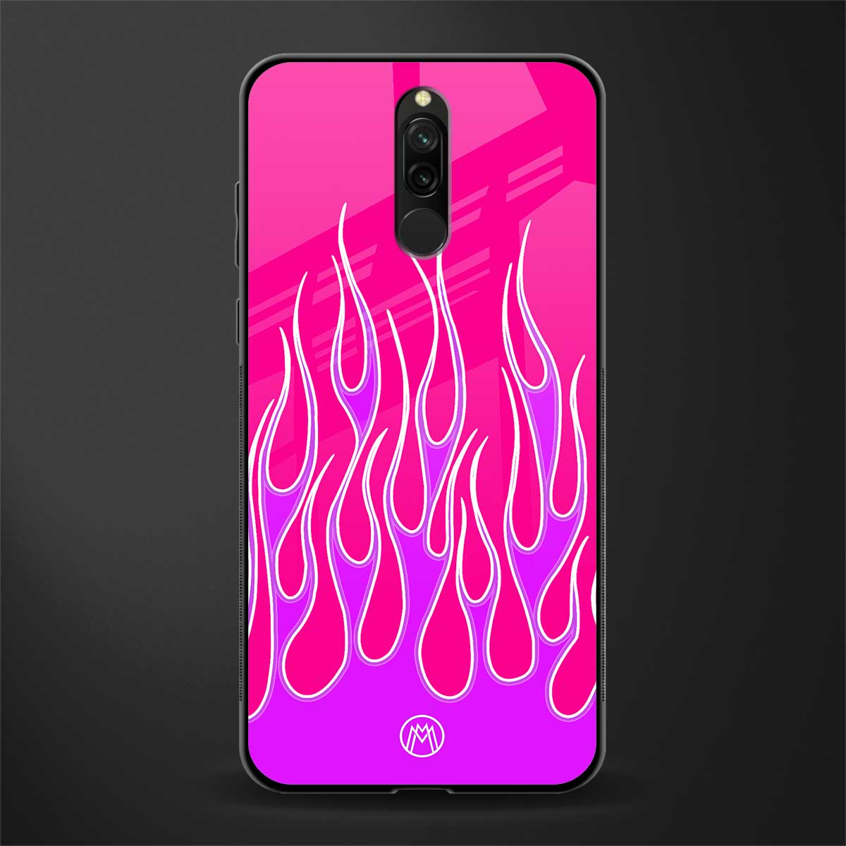 y2k hot pink flames glass case for redmi 8 image