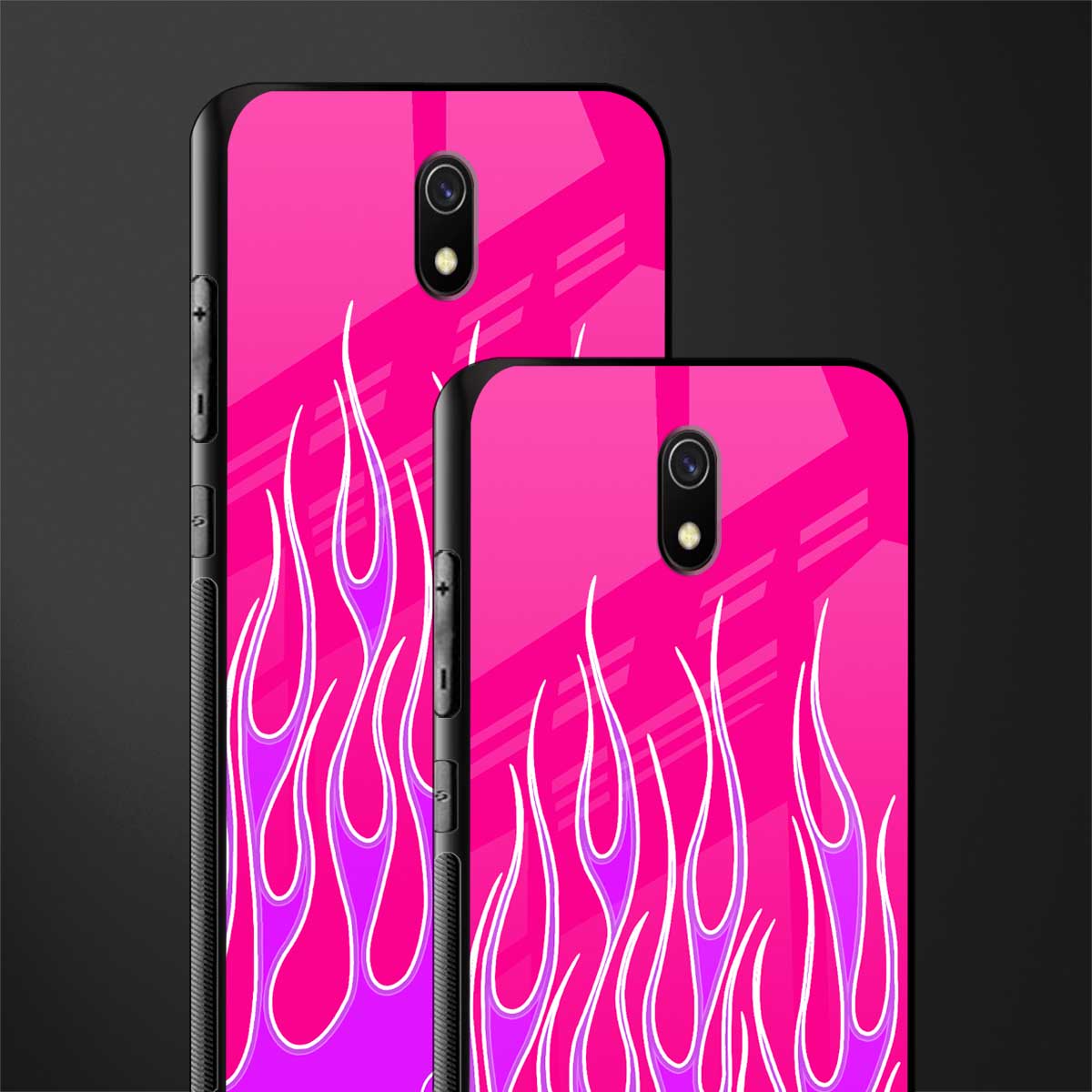 y2k hot pink flames glass case for redmi 8a image-2