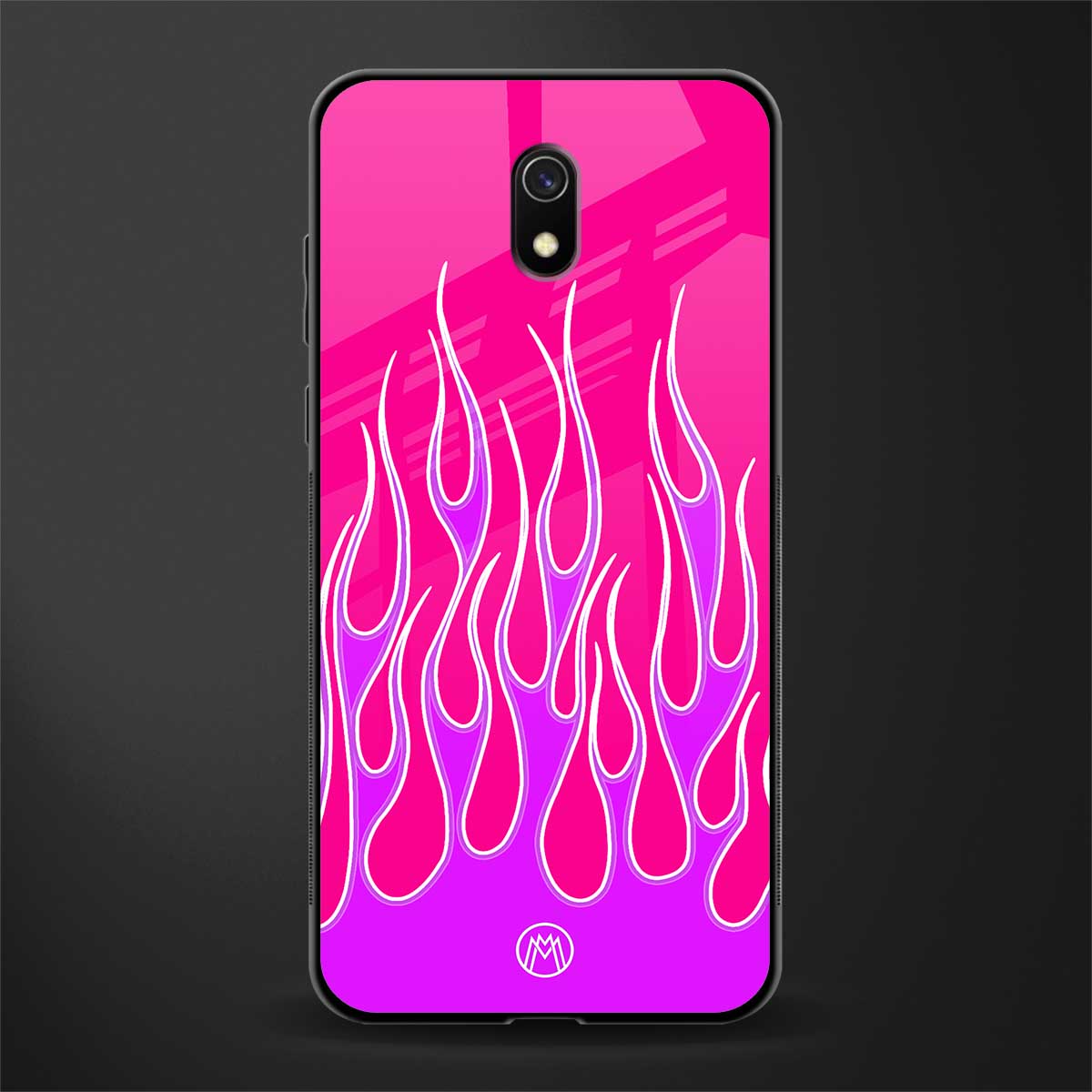 y2k hot pink flames glass case for redmi 8a image