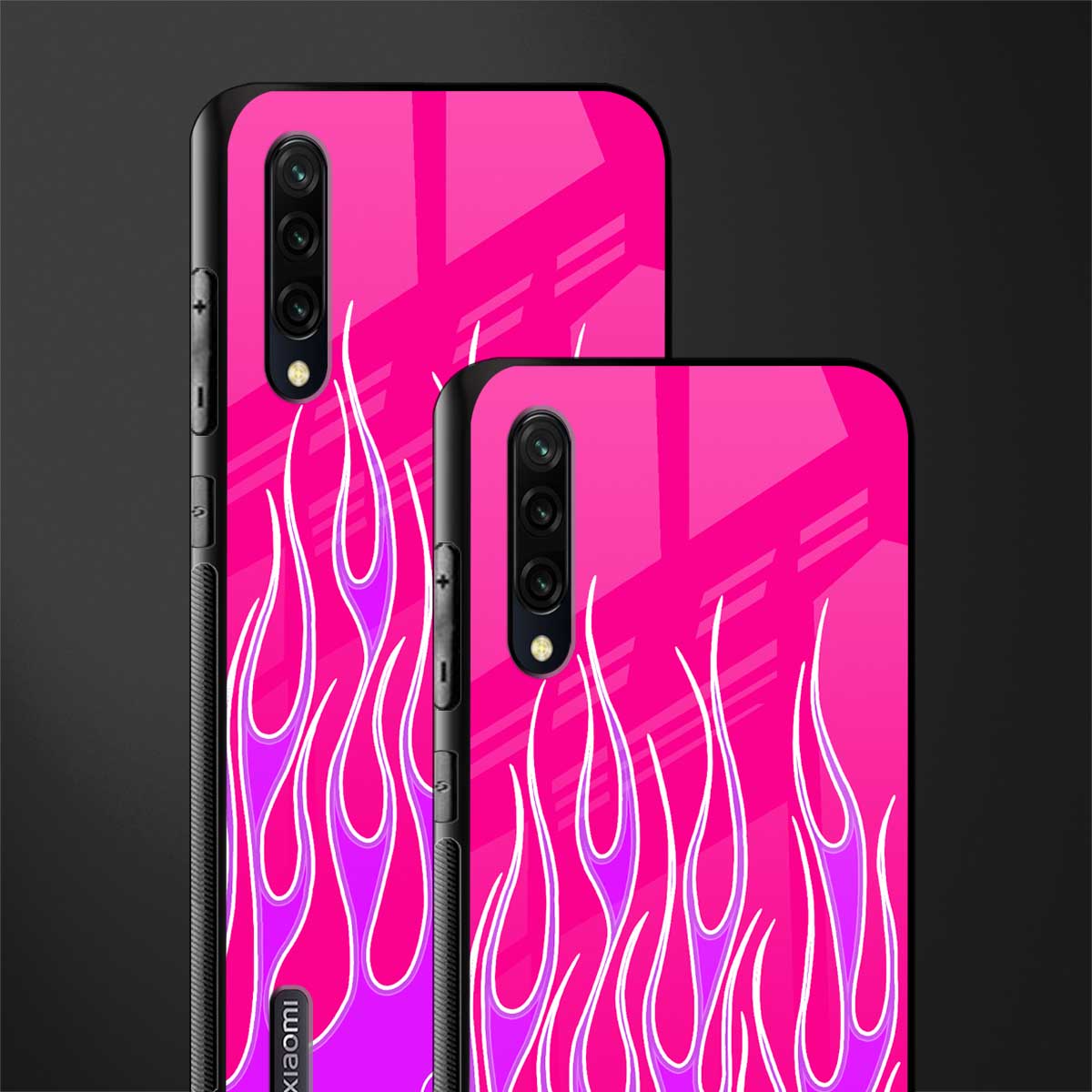 y2k hot pink flames glass case for mi a3 redmi a3 image-2