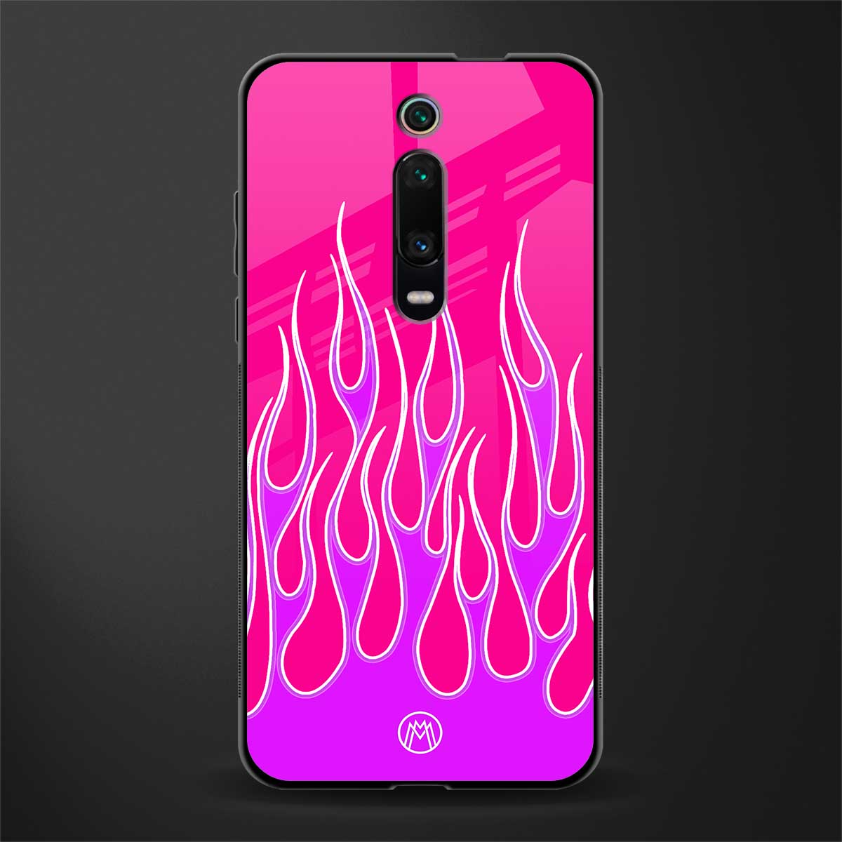 y2k hot pink flames glass case for redmi k20 pro image