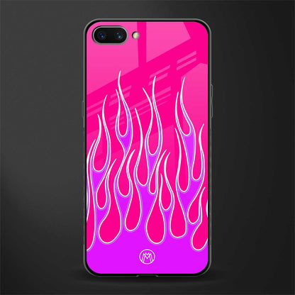 y2k hot pink flames glass case for oppo a3s image