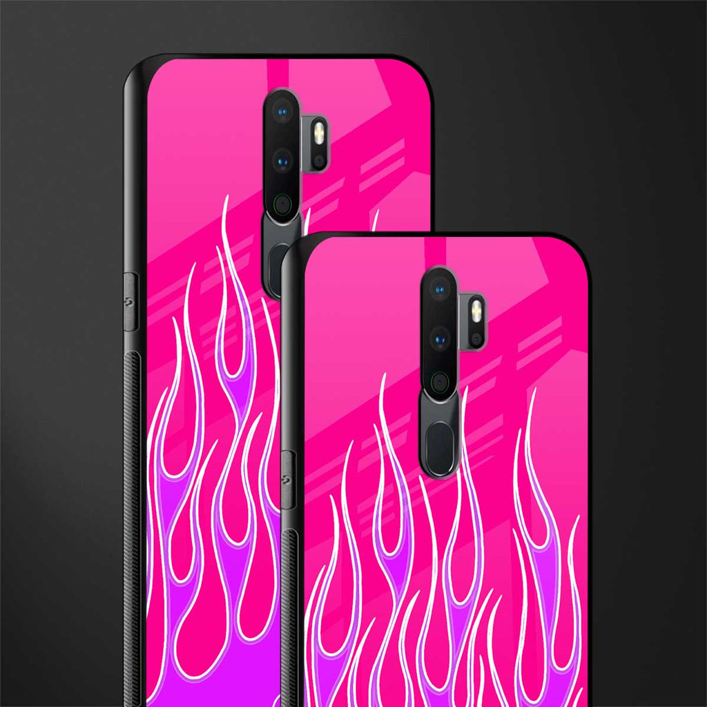 y2k hot pink flames glass case for oppo a5 2020 image-2