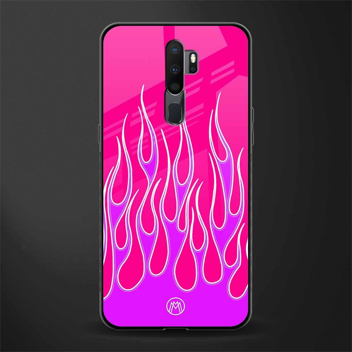 y2k hot pink flames glass case for oppo a5 2020 image