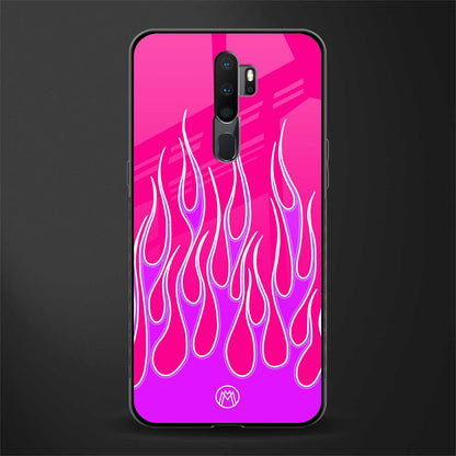 y2k hot pink flames glass case for oppo a9 2020 image