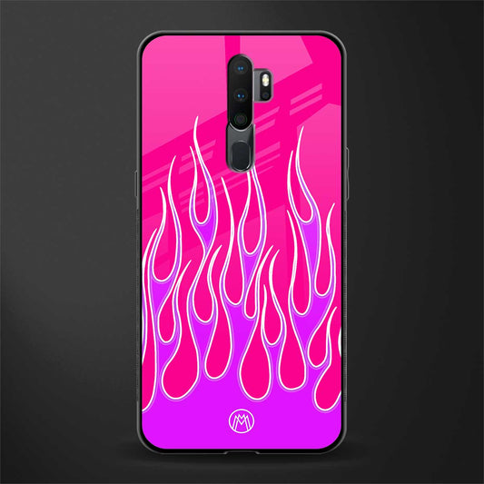 y2k hot pink flames glass case for oppo a9 2020 image