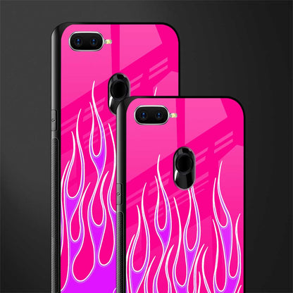 y2k hot pink flames glass case for oppo a5s image-2