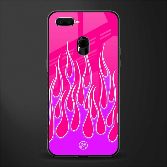 y2k hot pink flames glass case for oppo a7 image