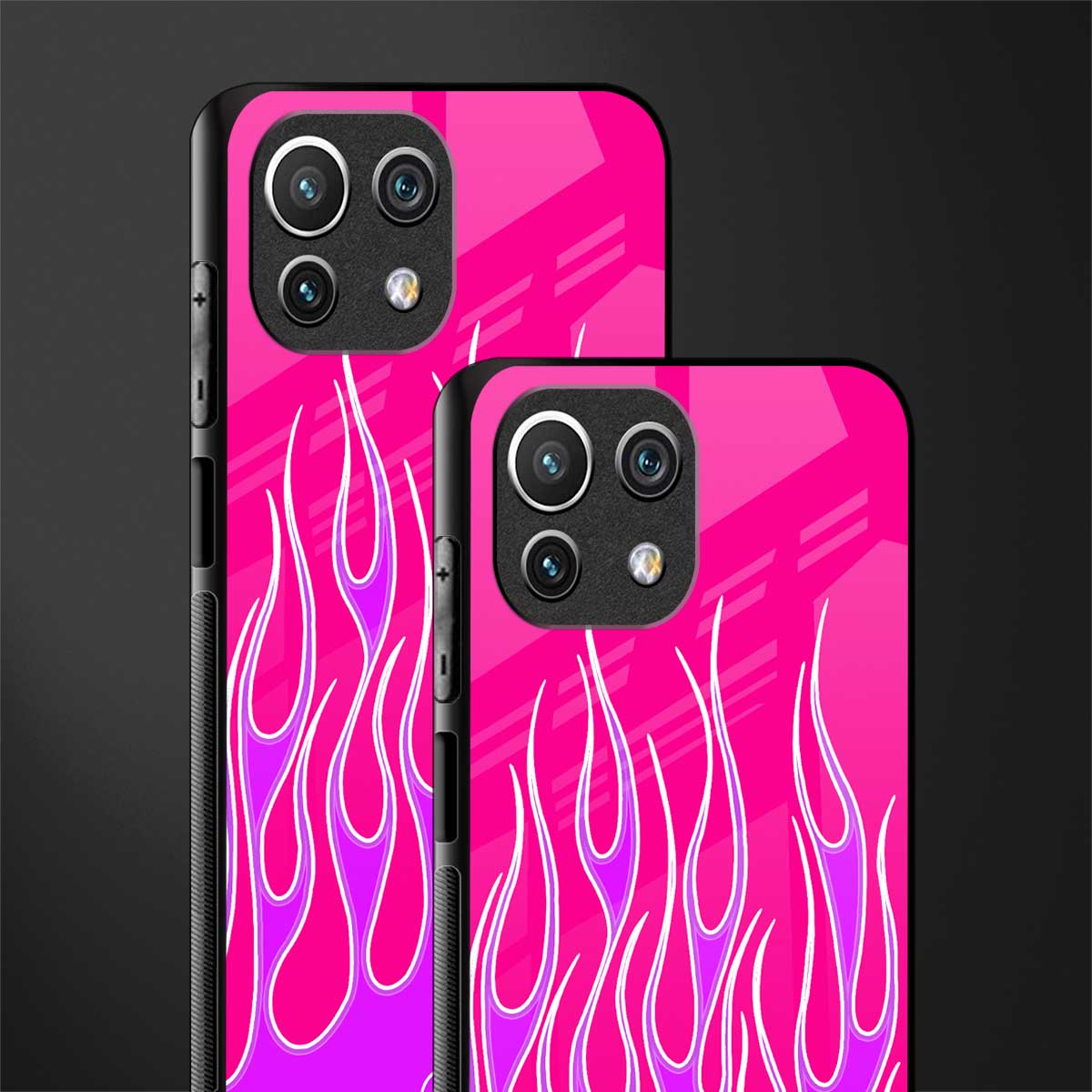 y2k hot pink flames glass case for mi 11 lite image-2