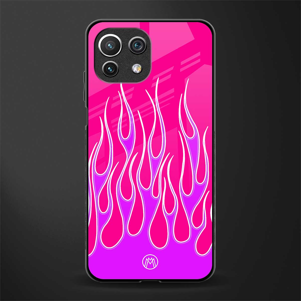 y2k hot pink flames glass case for mi 11 lite image
