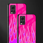 y2k hot pink flames back phone cover | glass case for vivo y73