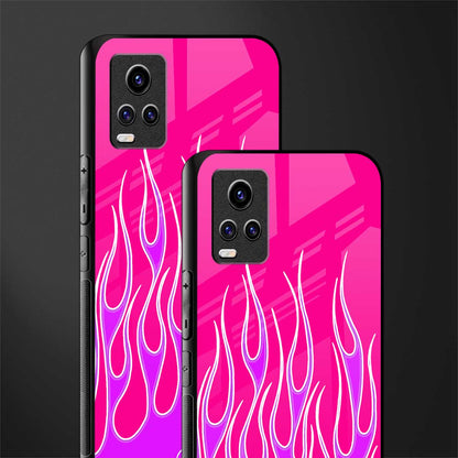 y2k hot pink flames back phone cover | glass case for vivo y73