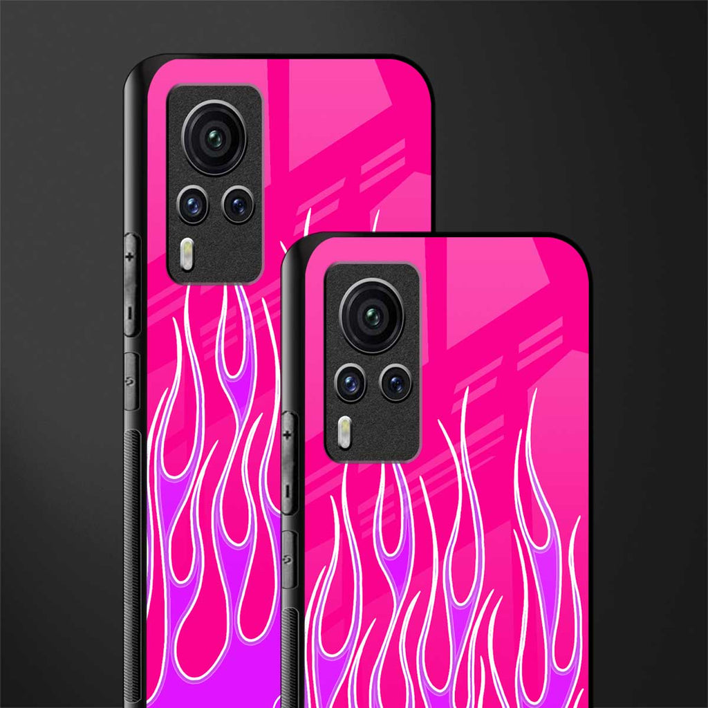 y2k hot pink flames glass case for vivo x60 pro image-2