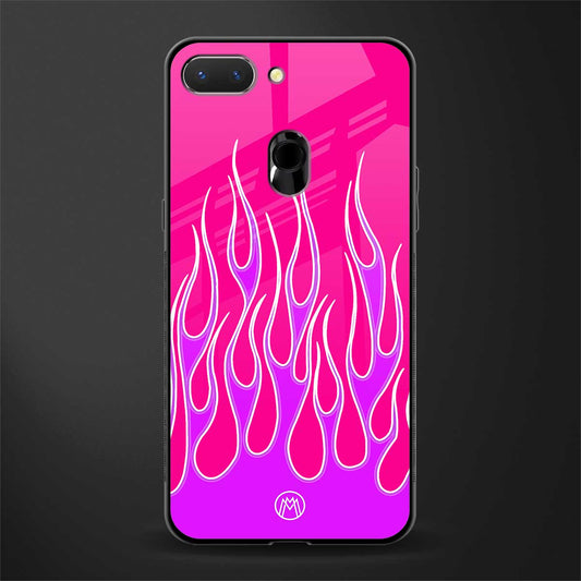 y2k hot pink flames glass case for oppo a5 image