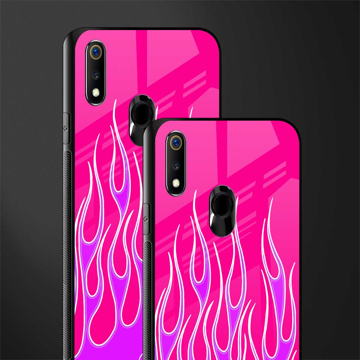 y2k hot pink flames glass case for realme 3 pro image-2