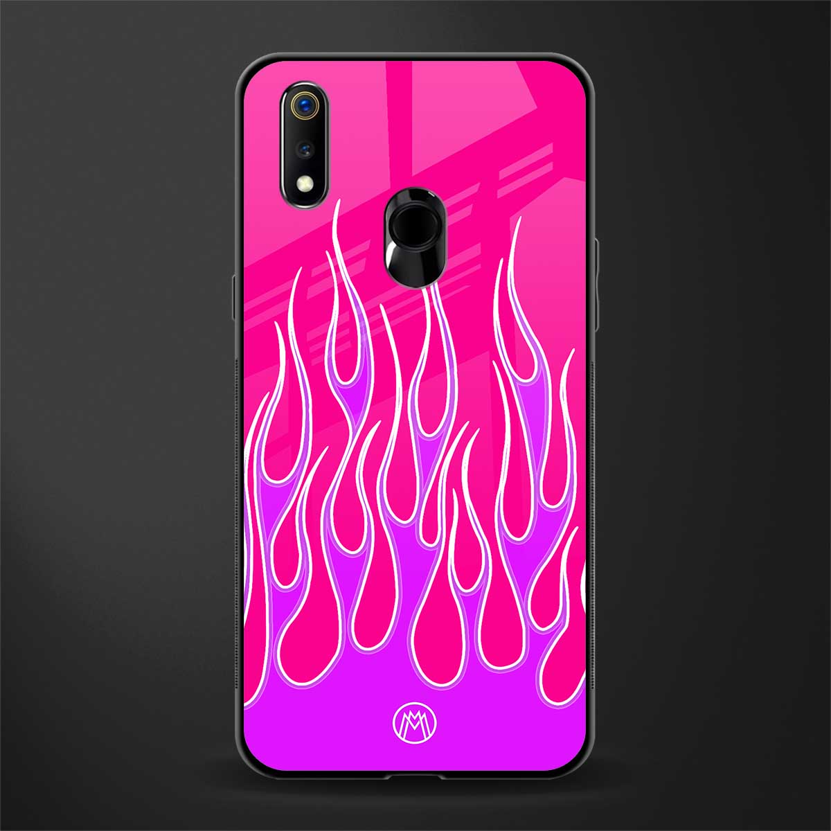 y2k hot pink flames glass case for realme 3 pro image