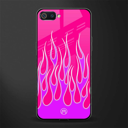 y2k hot pink flames glass case for realme c2 image