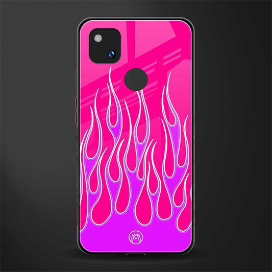 y2k hot pink flames back phone cover | glass case for google pixel 4a 4g