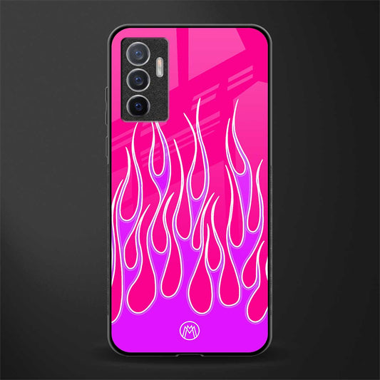 y2k hot pink flames glass case for vivo v23e image