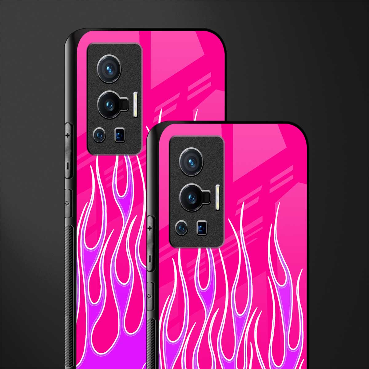y2k hot pink flames glass case for vivo x70 pro image-2