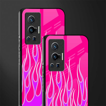 y2k hot pink flames glass case for vivo x70 pro image-2