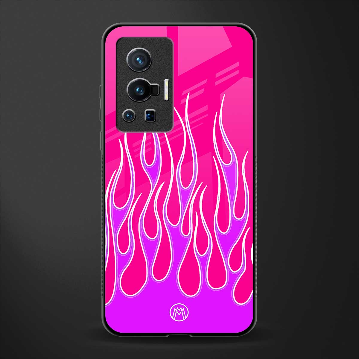 y2k hot pink flames glass case for vivo x70 pro image