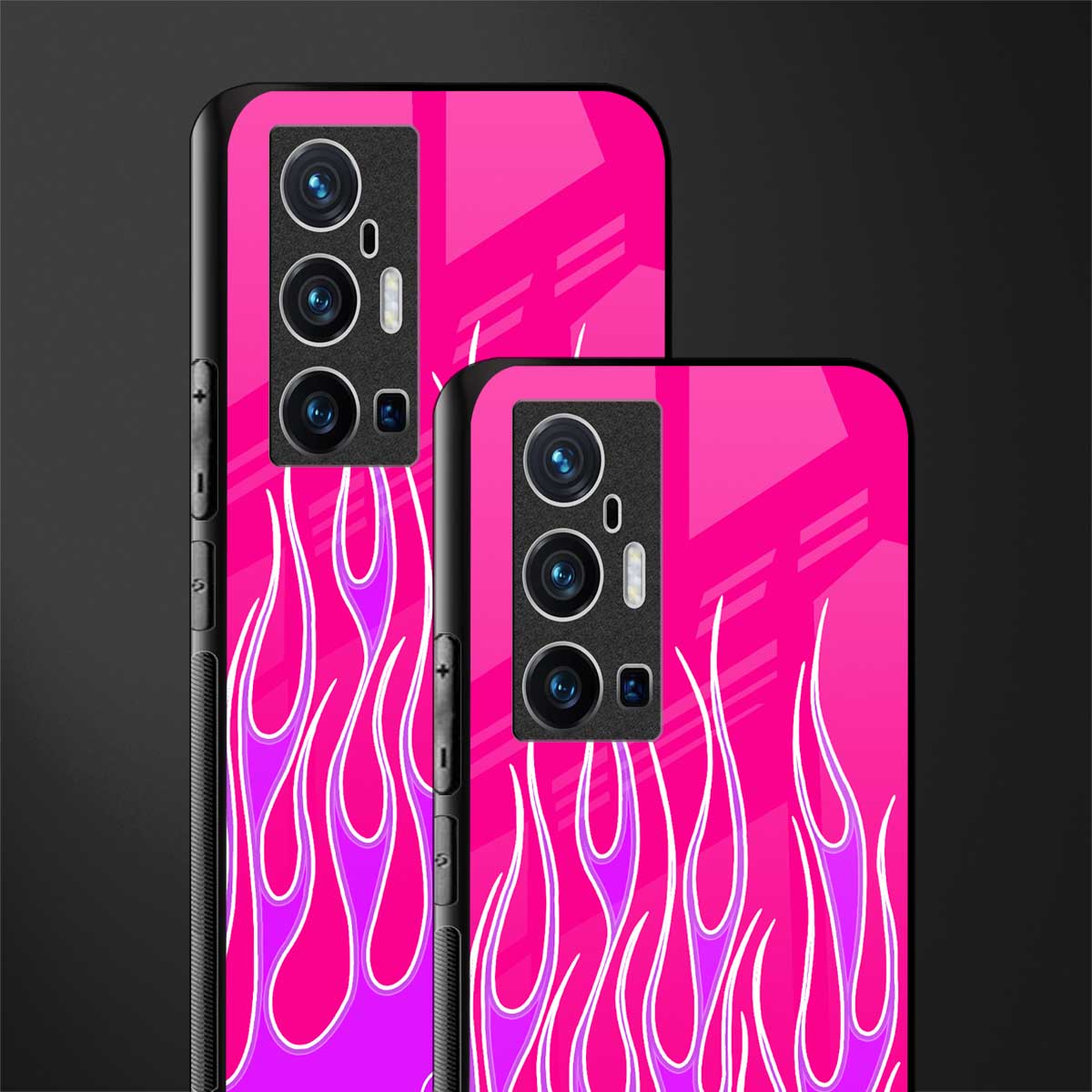 y2k hot pink flames glass case for vivo x70 pro plus image-2