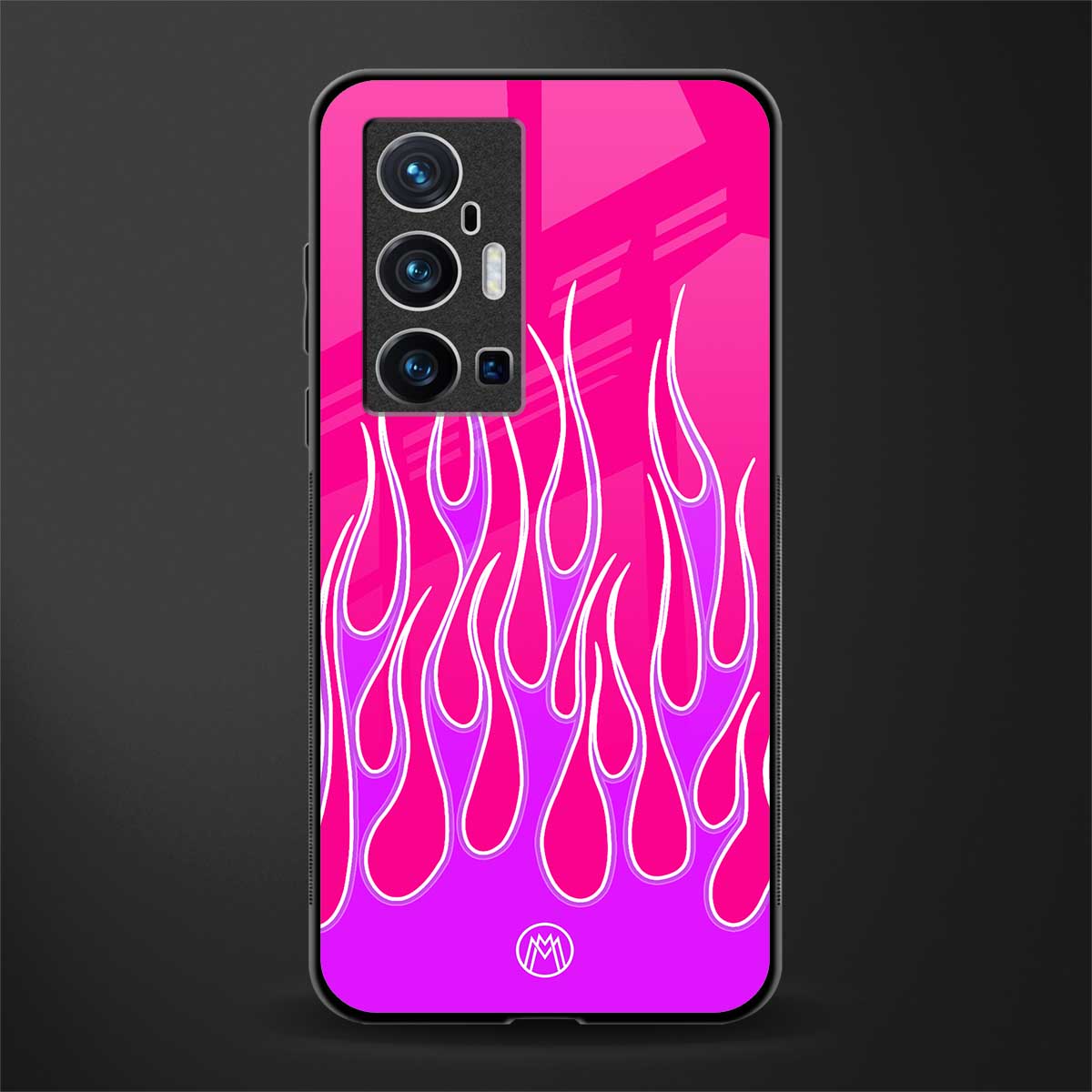 y2k hot pink flames glass case for vivo x70 pro plus image