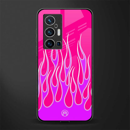 y2k hot pink flames glass case for vivo x70 pro plus image