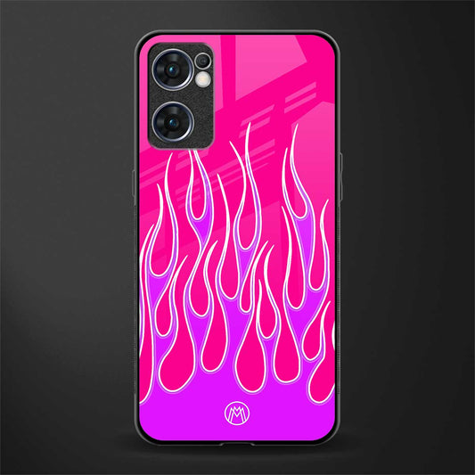 y2k hot pink flames glass case for oppo reno7 5g image
