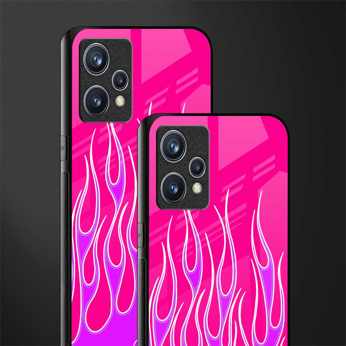 y2k hot pink flames glass case for realme 9 4g image-2