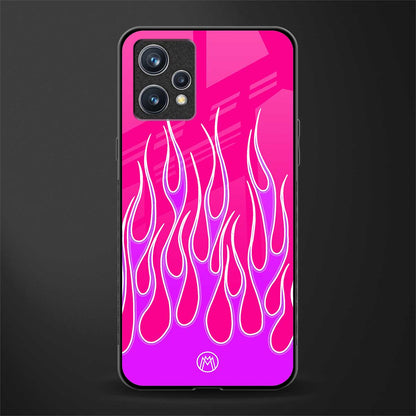 y2k hot pink flames glass case for realme 9 4g image