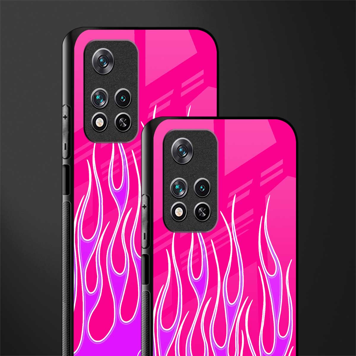 y2k hot pink flames glass case for poco m4 pro 5g image-2