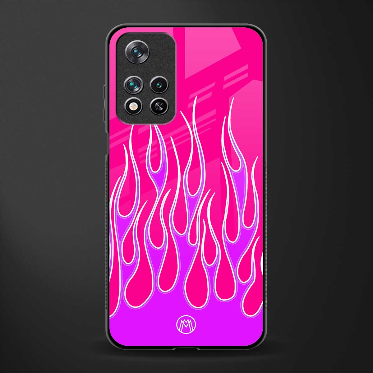 y2k hot pink flames glass case for poco m4 pro 5g image