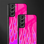 y2k hot pink flames glass case for samsung galaxy s22 5g image-2