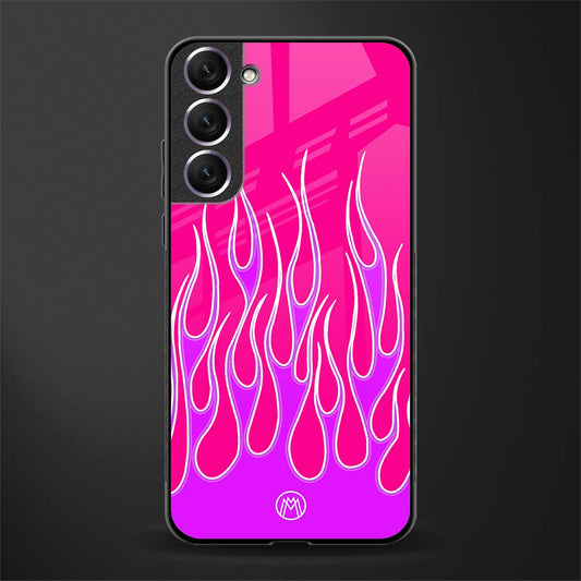 y2k hot pink flames glass case for samsung galaxy s21 fe 5g image