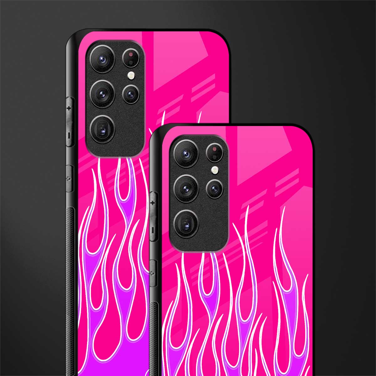 y2k hot pink flames glass case for samsung galaxy s22 ultra 5g image-2